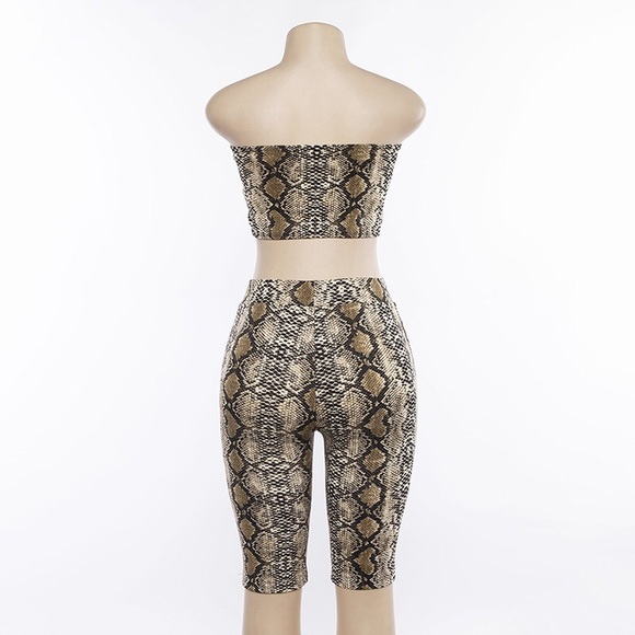 NEW! Snake Print Biker Shorts Bandeau Set - Picture 6 of 7